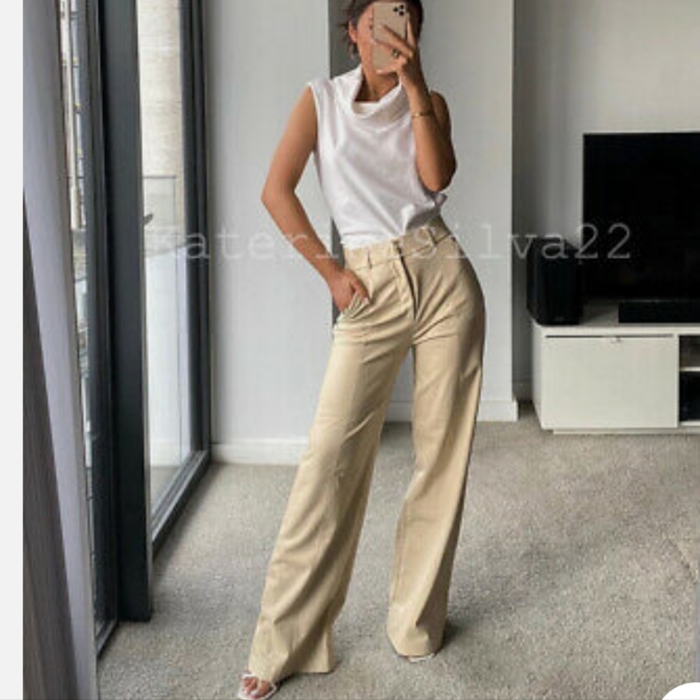 Zara Faux Leather Full Length Pants Bloggers Favorite. - Picture 2 of 12